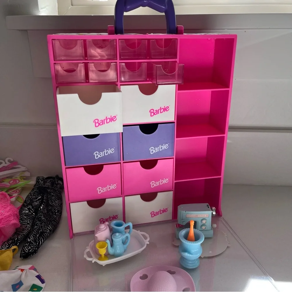 Huge Lot Vintage Barbie Closet Organizer Travel Case, Clothing Shoes Accessories - Picture 9 of 11
